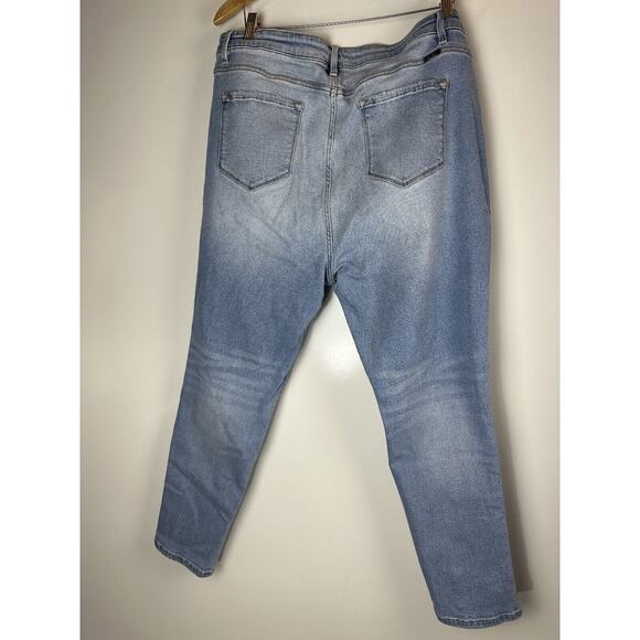 KanCan High Rise Mom Jeans Distressed Button Fly Blue Denim Plus Size 3XL - Picture 5 of 8
